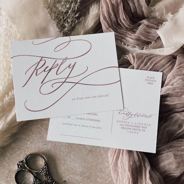 Postal De Invitación Canción Romántica Rosa de caligrafía de oro Solici (Subido por el creador)