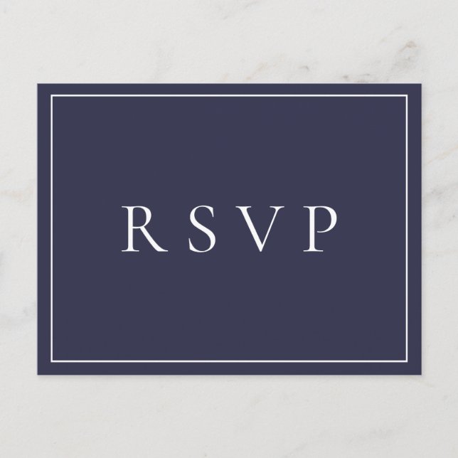 Postal De Invitación Canción RSVP de Boda Botánica Azul de la Marina (Anverso)