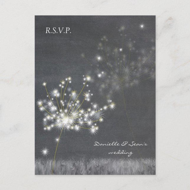 Postal De Invitación Candelions Wedding RSVP (Anverso)