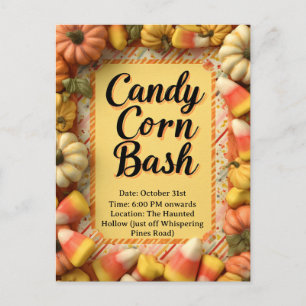 Postal De Invitación Candy Corn Bash Halloween Party
