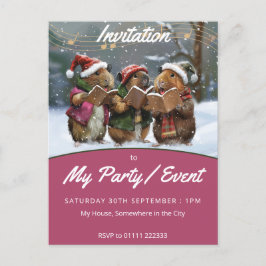 Postal De Invitación Cantantes de Cerdo de Guinea