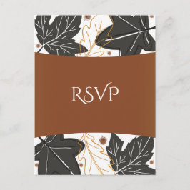 Postal De Invitación Caprichosa Respuesta de Boda de Hojas de Otoño y B