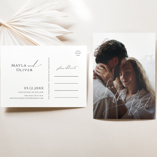 Postal De Invitación Caprichoso guión minimalista foto completa guardar (Subido por el creador)