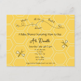 Postal De Invitación Caprichoso "Mami Abeja" Shower para bebé de miel a