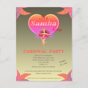 Postal De Invitación Carnaval brasileño de baile de samba