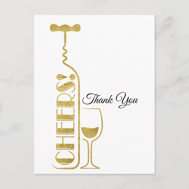Postal De Invitación carta de agradecimiento al vino (Anverso)