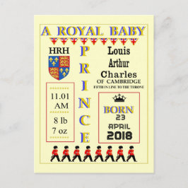 Postal De Invitación Cartas de celebración Príncipe Luis de Cambridge