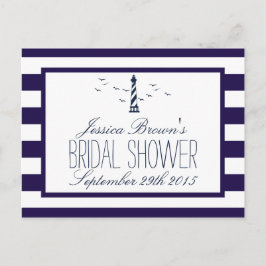 Postal De Invitación Cartas de recetas de ducha de novias de faro de la