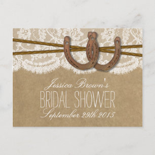 Postal De Invitación Cartas de recetas de ducha de novias rusticas para