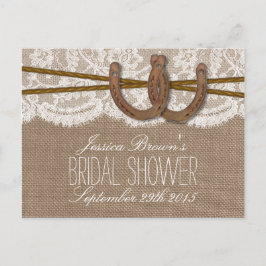 Postal De Invitación Cartas de recetas de ducha de novias rusticas para