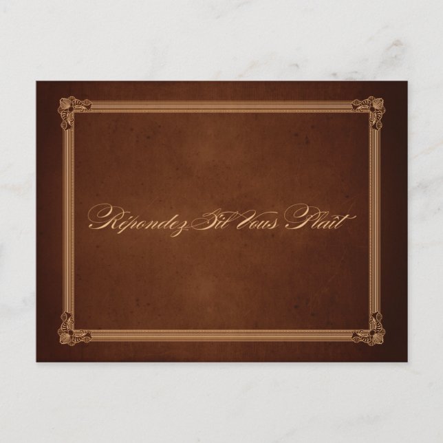 Postal De Invitación Cartel de la Vieja Boda Marrón RSVP (Anverso)