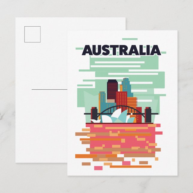 Postal De Invitación Cartel de viaje a Australia (Anverso / Reverso)