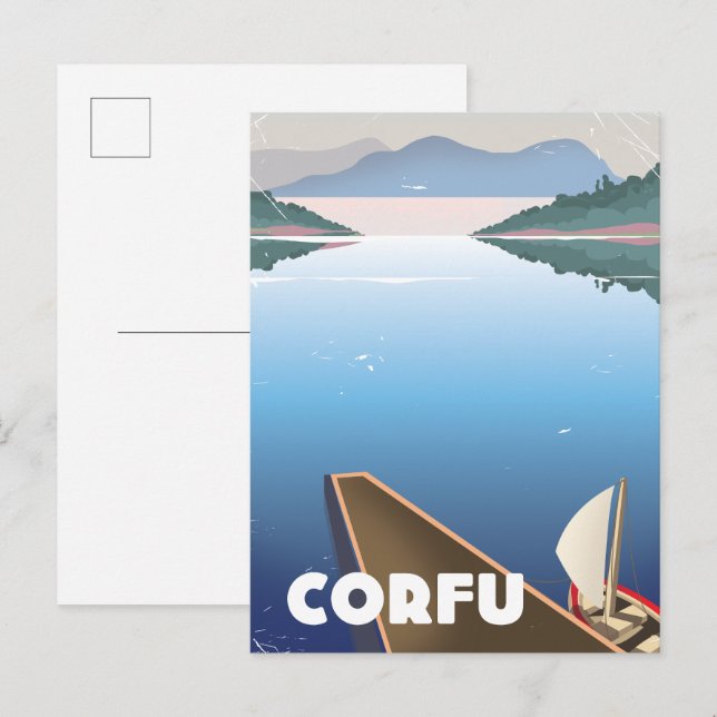Postal De Invitación Cartel de viaje a Corfú (Anverso / Reverso)