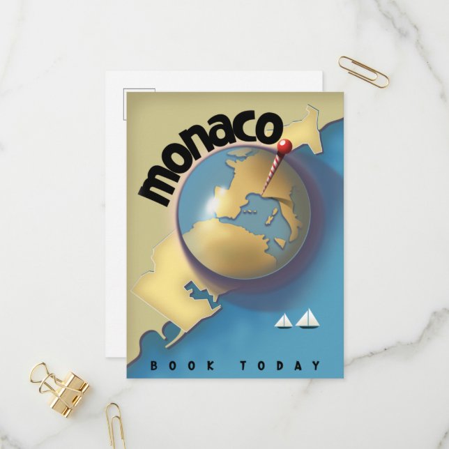 Postal De Invitación Cartel de viaje a Mónaco  (Anverso/Reverso In Situ)