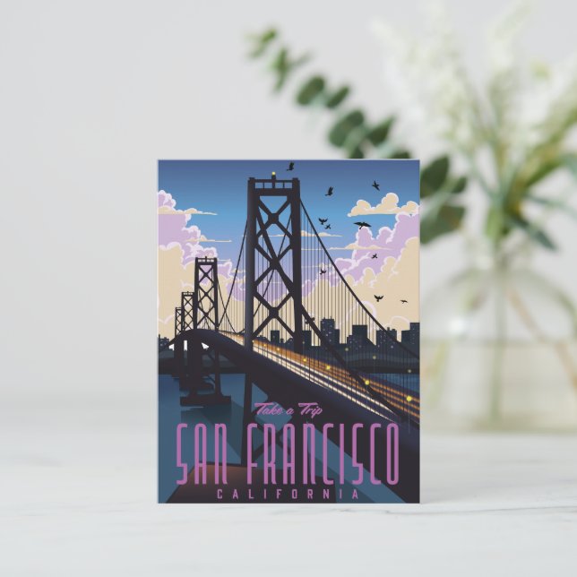 Postal De Invitación Cartel de viaje a San Francisco (Anverso de pie)