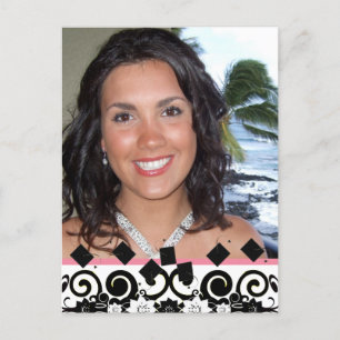 Postal De Invitación Casa abierta de clase de graduación rosa y negra