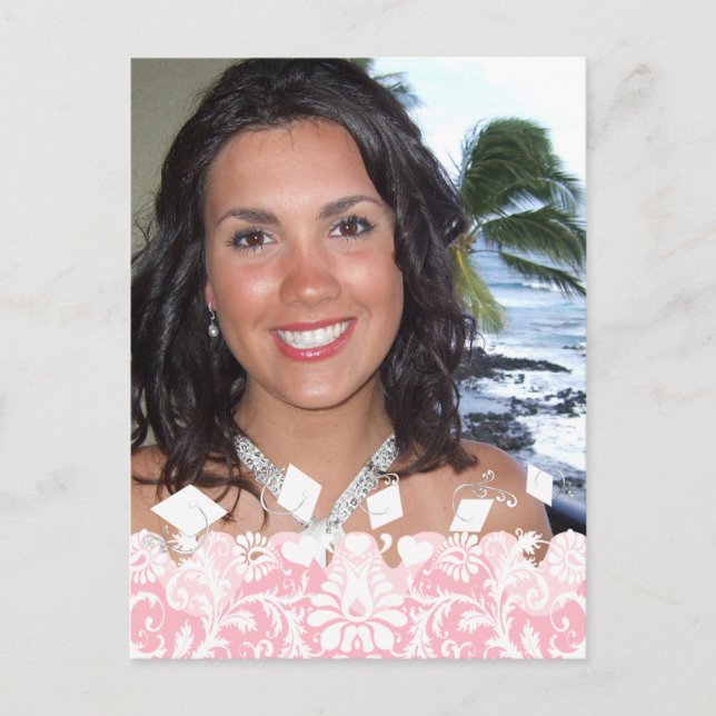 Postal De Invitación Casa abierta de graduación rosada de fotos (Anverso)