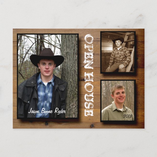 Postal De Invitación Casa de campo abierta de madera (Anverso)