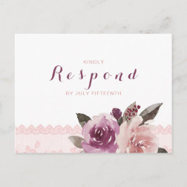 Postal De Invitación Casamiento de otoño de encaje floral de acuarela r