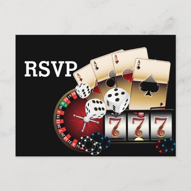 Postal De Invitación casino, noche de casino, Postcard RSVP (Anverso)