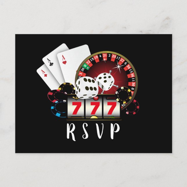 Postal De Invitación casino, noche de casino, Postcard RSVP (Anverso)