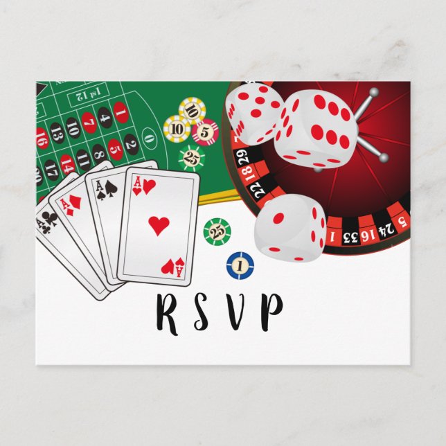 Postal De Invitación casino, noche de casino, Postcard RSVP (Anverso)
