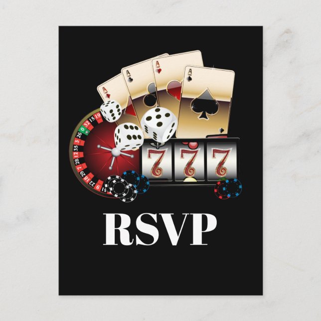 Postal De Invitación casino, noche de casino, Postcard RSVP (Anverso)