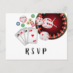 Postal De Invitación casino, noche de casino, Postcard RSVP