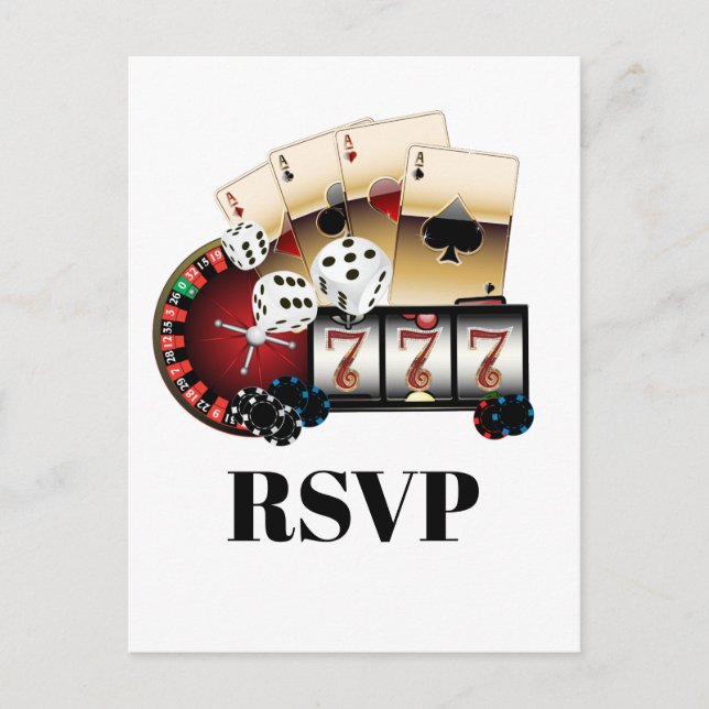 Postal De Invitación casino, noche de casino, Postcard RSVP (Anverso)