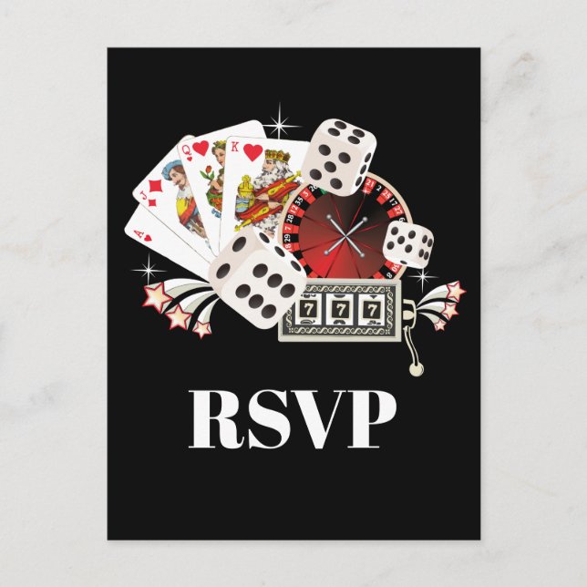 Postal De Invitación casino, noche de casino, Postcard RSVP (Anverso)