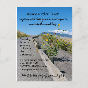 Postal De Invitación Casual country camino oeste boda de girasoles amar