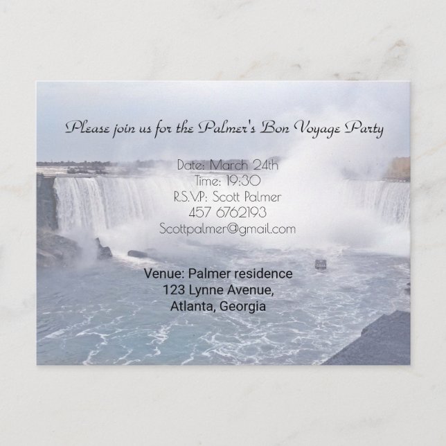 Postal De Invitación Cataratas Horseshoe (Anverso)