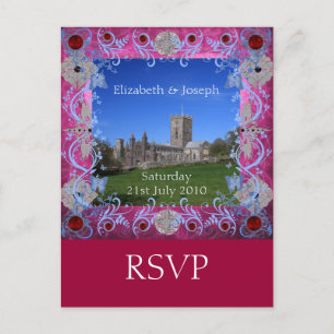 Postal De Invitación Catedral Rubies arte Deco RSVP Postcard