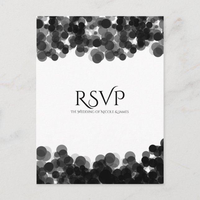 Postal De Invitación Caviar blanco y negro puntúa boda moderna RSVP (Anverso)