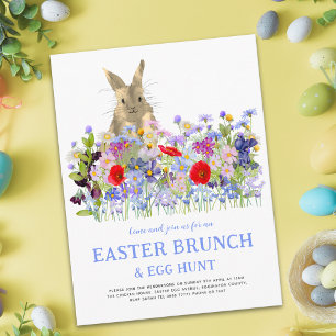 Postal De Invitación Caza de Huevos de Pascua Brunch de Primavera Conej