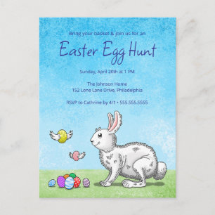Postal De Invitación Caza de Huevos del Conejo de Pascua