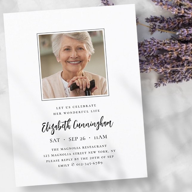 Postal De Invitación Celebra su maravillosa vida, moderna foto conmemor (Subido por el creador)