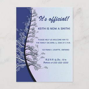 Postal De Invitación Celebración de adopción de árbol de la familia azu