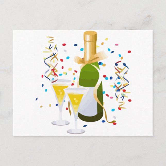 Postal De Invitación Celebración de Champagne (Anverso)