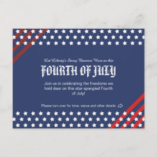 Postal De Invitación Celebración de la Libertad con Estrellas, 4 de Jul