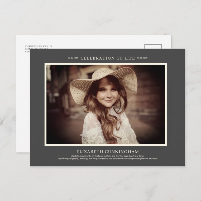 Postal De Invitación Celebración de la vida simple Moda elegante foto (Anverso / Reverso)