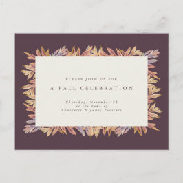 Postal De Invitación Celebración de otoño hojas de otoño simple ciruela