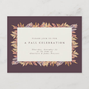 Postal De Invitación Celebración de otoño hojas de otoño simple ciruela