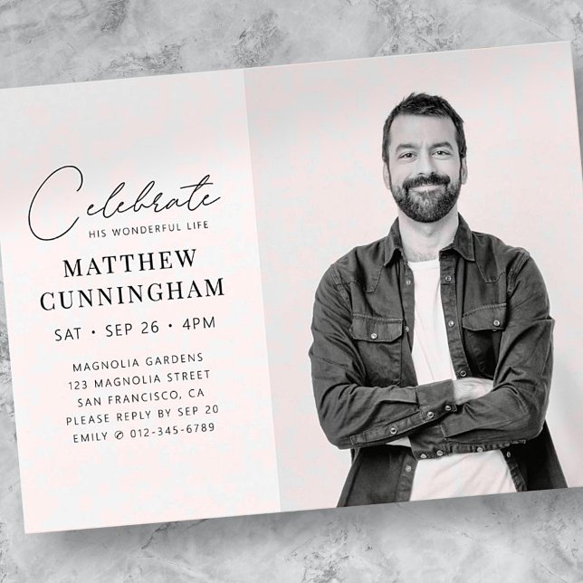 Postal De Invitación Celebración de su maravillosa vida moderna foto si (Subido por el creador)