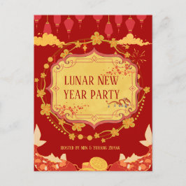Postal De Invitación Celebración del Año Nuevo Lunar: Una noche de aleg