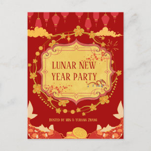 Postal De Invitación Celebración del Año Nuevo Lunar: Una noche de aleg