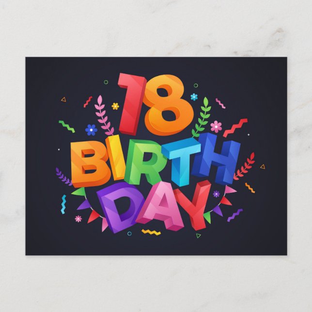 Postal De Invitación Celebración del cumpleaños 18 (Anverso)