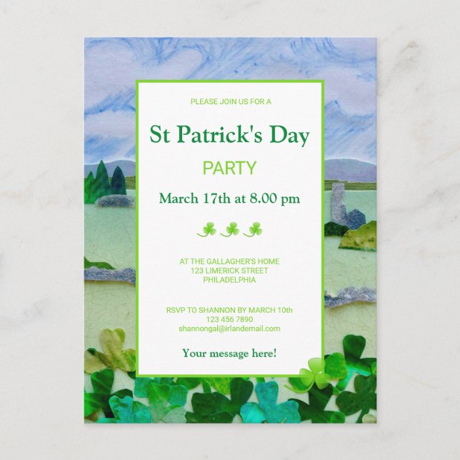 Postal De Invitación Celebración del Día de San Patricio (Anverso)