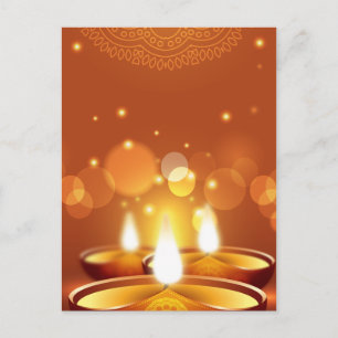 Postal De Invitación Celebración Diwali Velas doradas