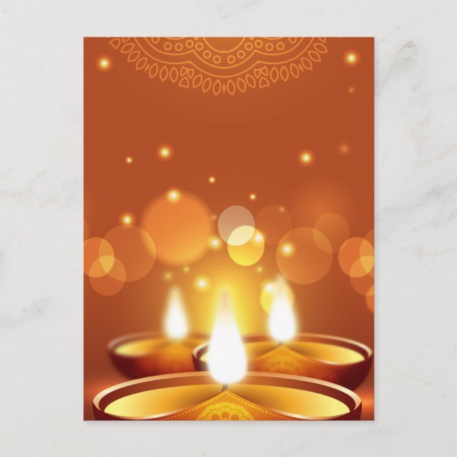 Postal De Invitación Celebración Diwali Velas doradas (Anverso)